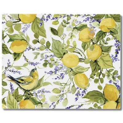 Counterart Watercolor Lemons Tempered Glass Cutting Board