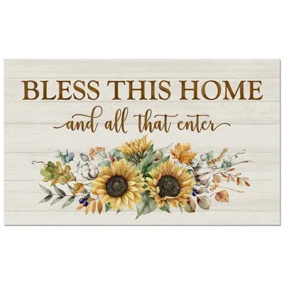 Counterart Welcome All Who Enter Fall Indoor/outdoor Entryway Floor Mat In Beige,yellow,brown