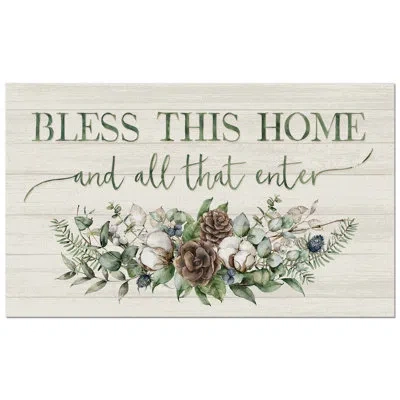 Counterart Welcome All Who Enter Winter Indoor/outdoor Entryway Floor Mat In White;gray;beige