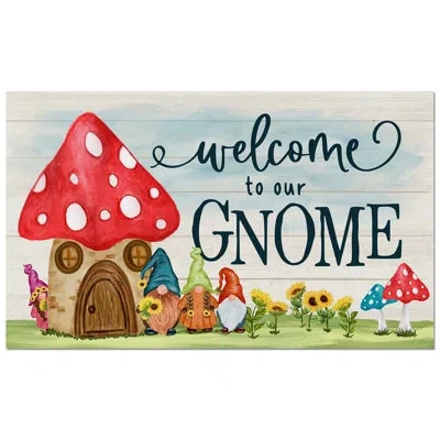 Counterart Welcome To Our Gnome Indoor/outdoor Entryway Floor Mat In Blue;black;red