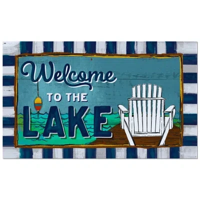 Counterart Welcome To The Lake Indoor/outdoor Entryway Floor Mat In Blue,white,brown