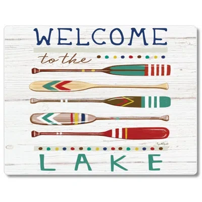Counterart Welcome To The Lake Tempered Glass Cutting Board 10" X 8" In Multi