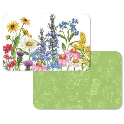Counterart Wildflower Guide 4 Pack Reversible Easy Care Placemats In Blue