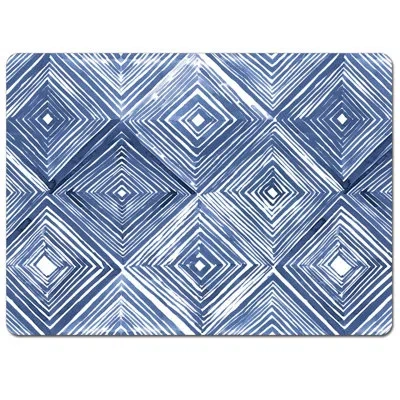 Counterart Wood/bamboo Geometric Rectangle Placemat In Blue;white
