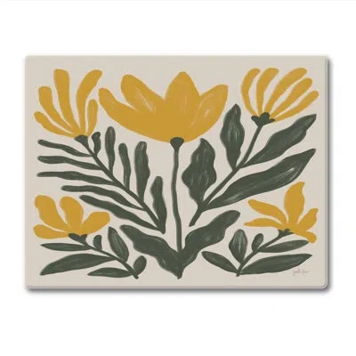 Counterart Yellow Petals 3mm Tempered Glass Cutting Board 10" X 8"