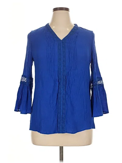 Pre-owned Counterparts 3/4 Sleeve Blouse In Blue