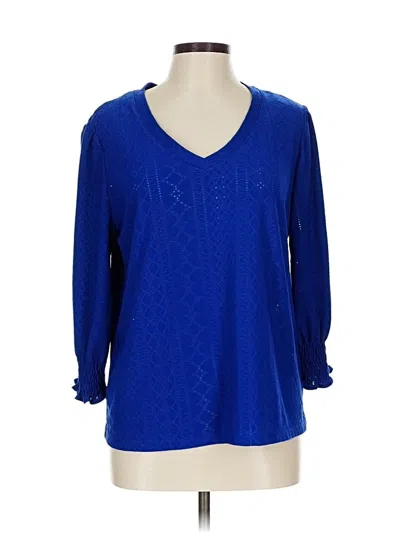 Pre-owned Counterparts 3/4 Sleeve Blouse In Blue