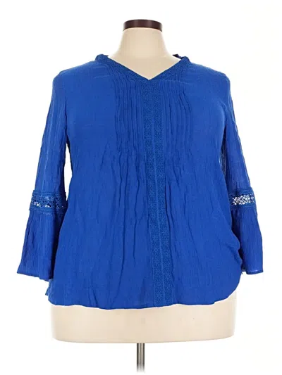 Pre-owned Counterparts 3/4 Sleeve Blouse In Blue