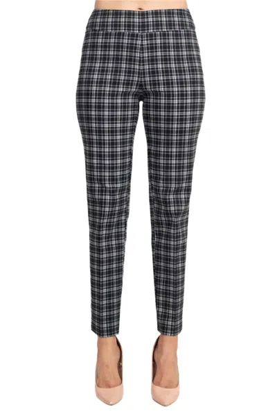 Counterparts Banded Waist Printed Pencil Cut Pull-on Pant In Black White Plaid In Multi