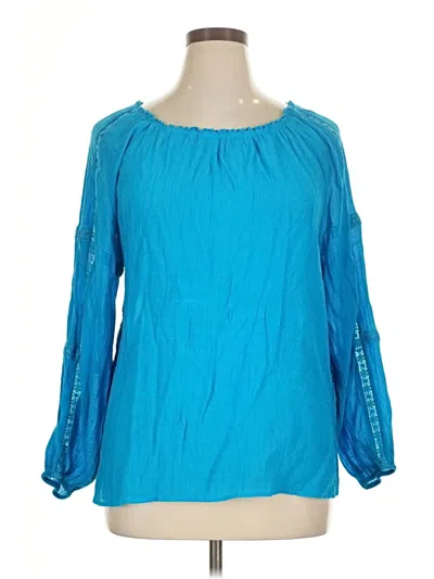 Pre-owned Counterparts Long Sleeve Blouse In Blue