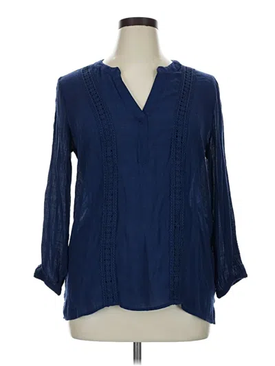 Pre-owned Counterparts Long Sleeve Blouse In Blue
