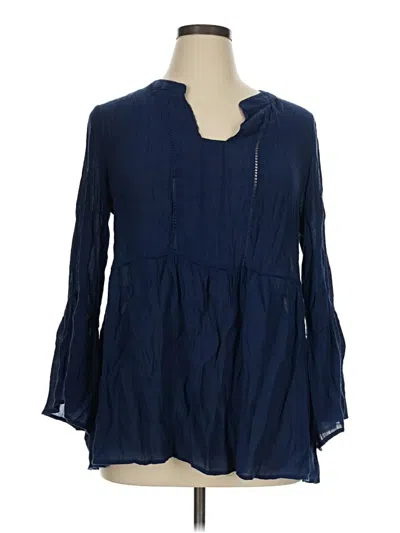 Pre-owned Counterparts Long Sleeve Blouse In Blue