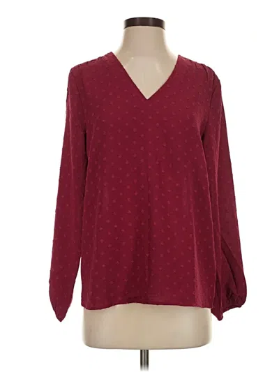 Pre-owned Counterparts Long Sleeve Blouse In Burgundy