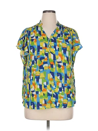 Pre-owned Counterparts Short Sleeve Blouse In Green