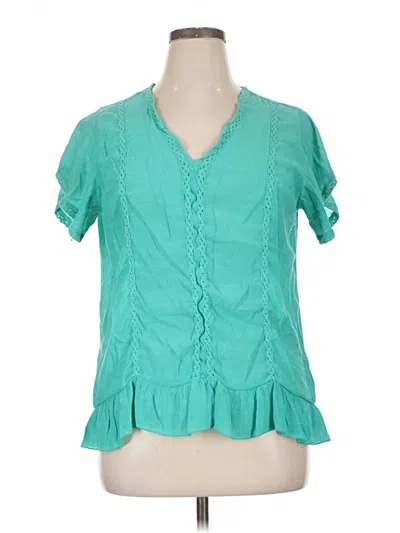 Pre-owned Counterparts Short Sleeve Blouse In Teal