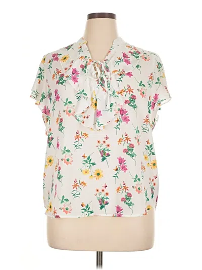 Pre-owned Counterparts Short Sleeve Blouse In White