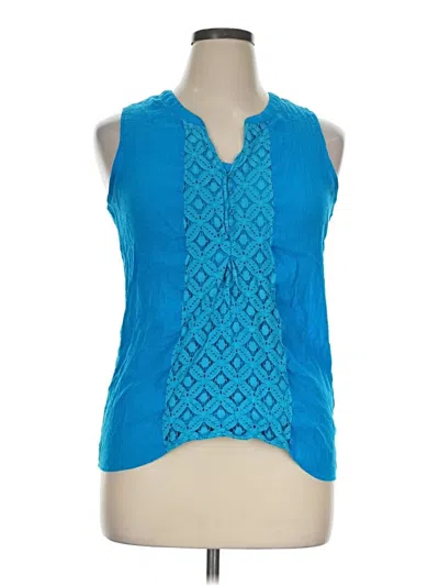 Pre-owned Counterparts Tank Top Blue Plunge Neckline Tops