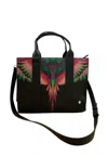 Country Of Milan Hand Bag With Shoulder Strap Woman  Pink Wings Print In Black
