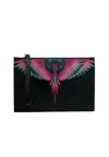 Country Of Milan Hand Pouch Woman  Pink Wings In Black