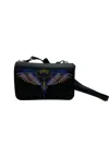 Country Of Milan Mini Bag Shoulder Strap  Blue Wings Print In Black