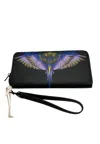 Country Of Milan Women's Wallet  Blue Wings Print In Black
