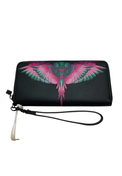Country Of Milan Women's Wallet  Pink Wings Print In Black