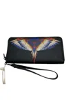 Country Of Milan Women's Wallet  White Wings Print In Black