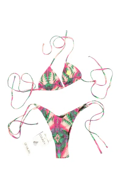 County Of Milan Bikini Triangle Woman  Fantasy Pink/bubble Wings In Multi