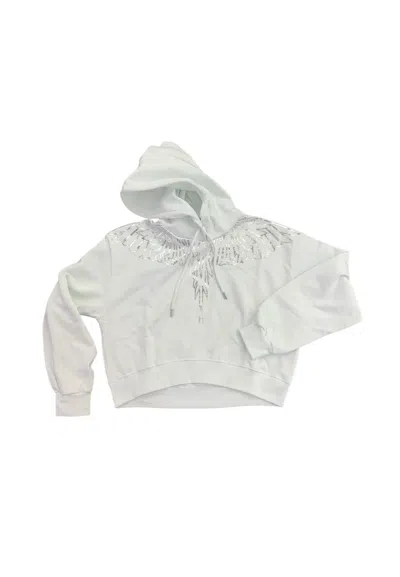 County Of Milan Crop Sweatshirt With Hood Woman  Silver Wings In White