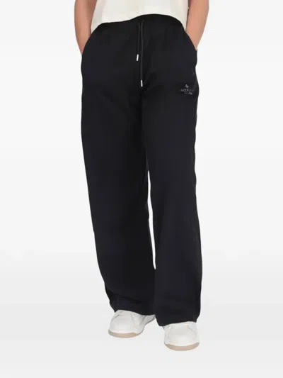 County Of Milan Drawstring Logo-patch Track Pants In Black
