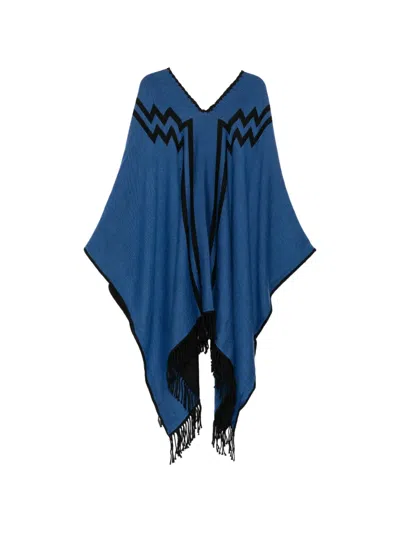 County Of Milan Fringed Cape In Blue