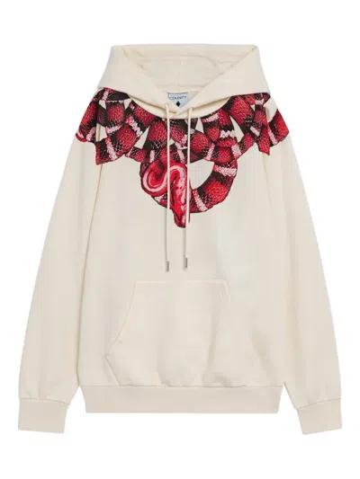 County Of Milan Graphic-print Hoodie In Neutral