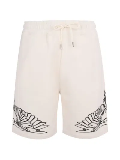 County Of Milan Graphic-print Drawstring Shorts In Neutral