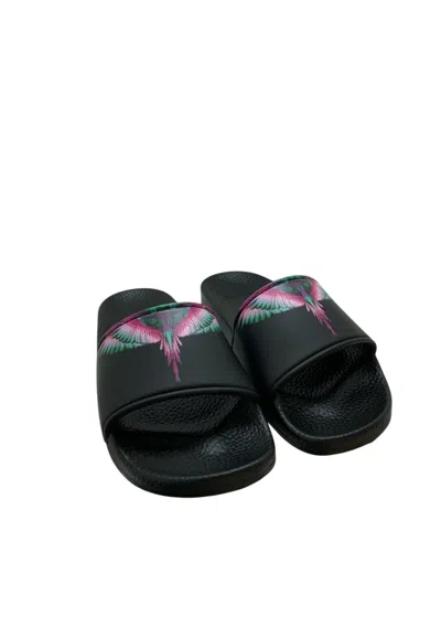 County Of Milan Low Sea Slippers Woman  With Pink Wings In Black