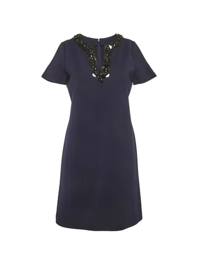 Pre-owned County Of Milan Sequin-embellished Midi Dress In Blue