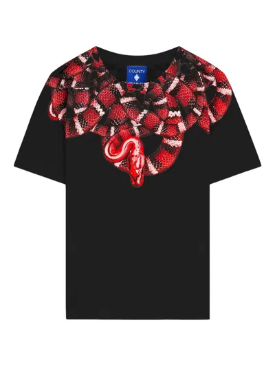 County Of Milan Kids' Snake-graphic T-shirt In Black