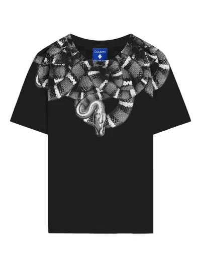 County Of Milan Kids' Snake-graphic T-shirt In Black