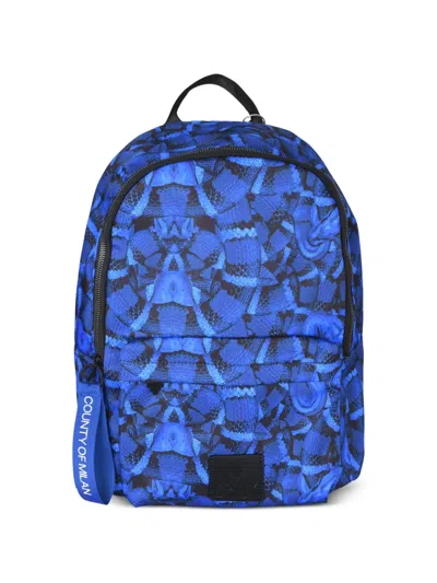 County Of Milan Snake-print Backpack In Blue