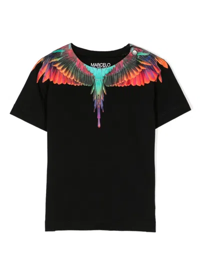 County Of Milan Babies' Sunset Wings Cotton T-shirt In Black