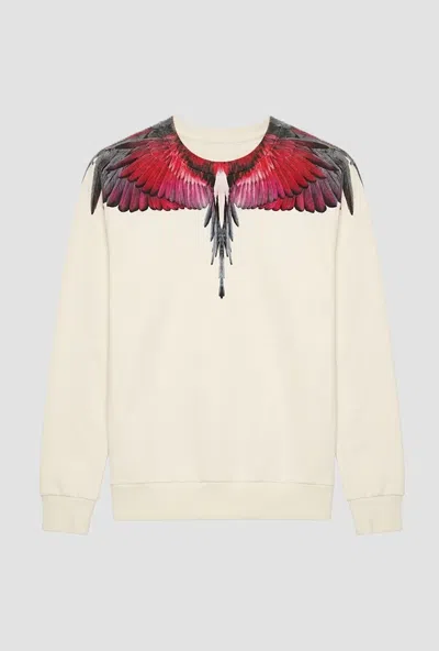 County Of Milan Sweatshirt Wings Crew Neck White-red Man In Neutral
