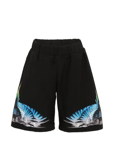 County Of Milan Kids' Wing Print Shorts In Black