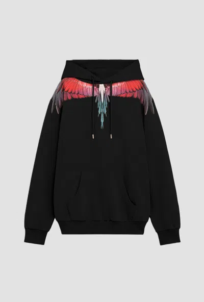 County Of Milan Wings Sweatshirt With Black-red Man Hood