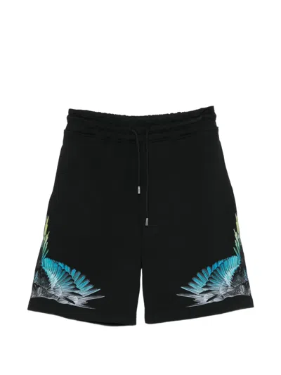 County Of Milan Wings-motif Shorts In Black