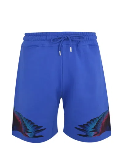 County Of Milan Wings-print Drawstring Shorts In Blue