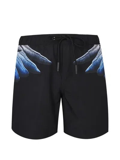 County Of Milan Wings-print Shorts In Black
