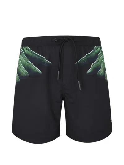 County Of Milan Wings-print Shorts In Black