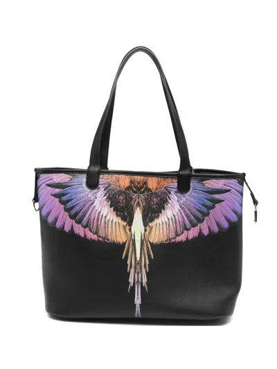 County Of Milan Wings-print Tote Bag In Black