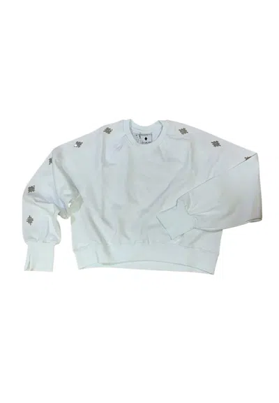 County Of Milan Women's Crew Neck Sweatshirt  With Band In White