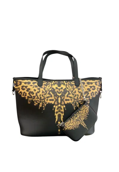 County Of Milan Women's Shoulder Bag  Leopard Wings In Black