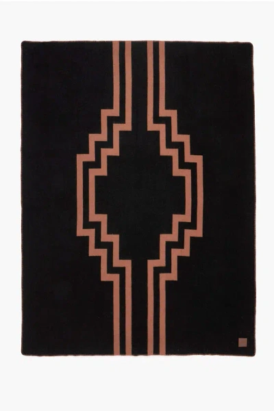 County Of Milan Wool Rural Cross Blanket In Black